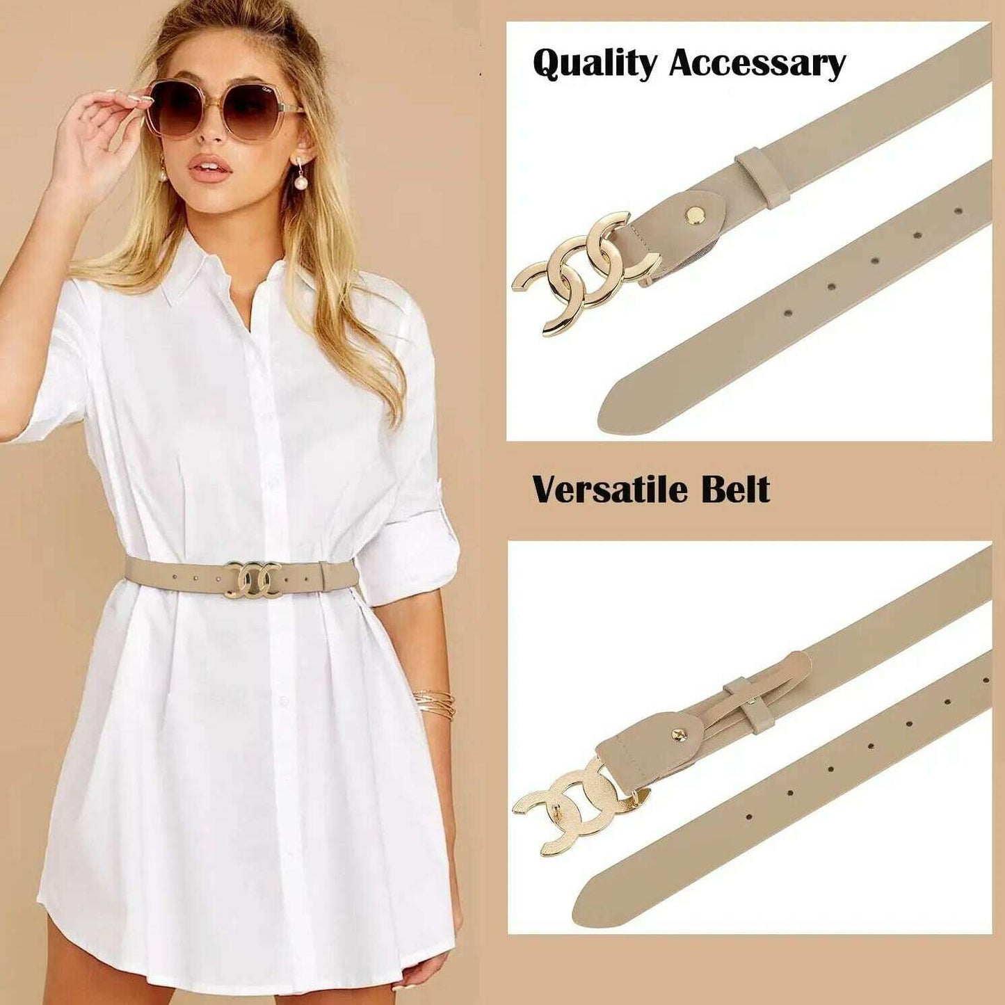 Genuine Leather Decorative Thin Women's Belt