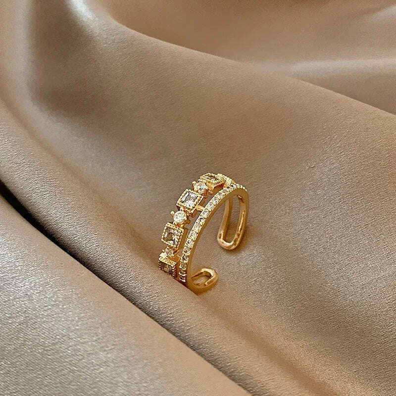 Stainless Steel Rings for Women Gold Color Couple Jewelry Aesthetic Accessorie Adjustable Punk Embossed Hollow Wide Rings