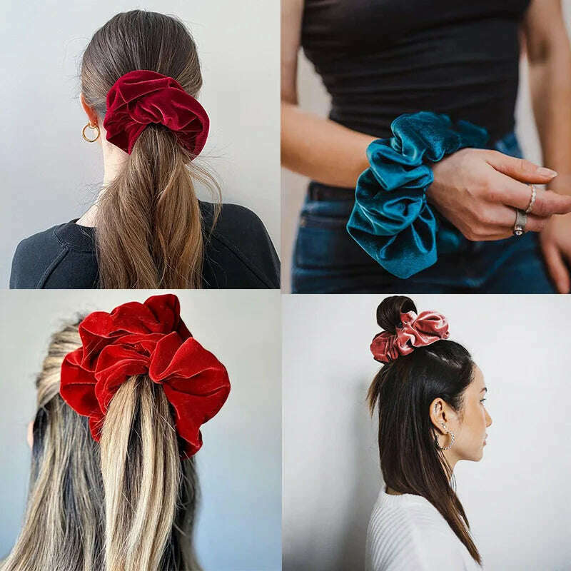 Flannel Oversized Velvet Hair Scrunchie for Women