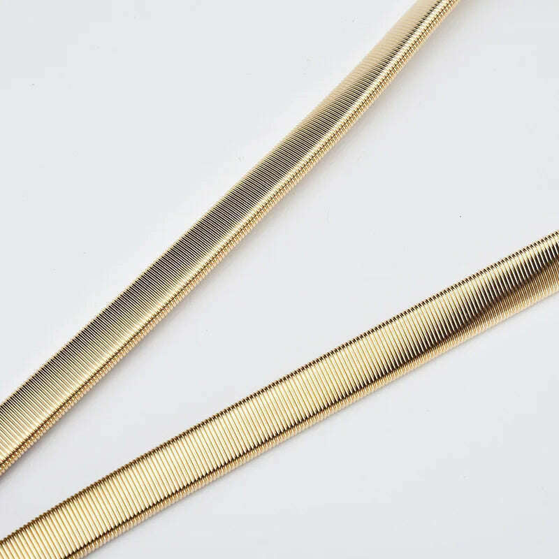 Gold & Silver Leaf Metal Women's Belt – Elastic Waist Seal