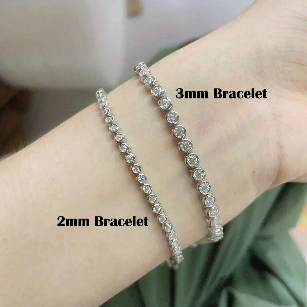 2mm Moissanite Tennis Bracelet: 925 Sterling Silver & 18k Gold