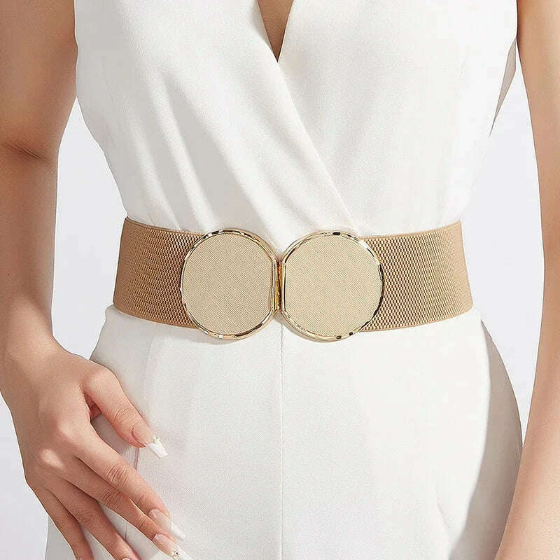 2024 High-Quality Elastic Wide Belt with Round Buckle