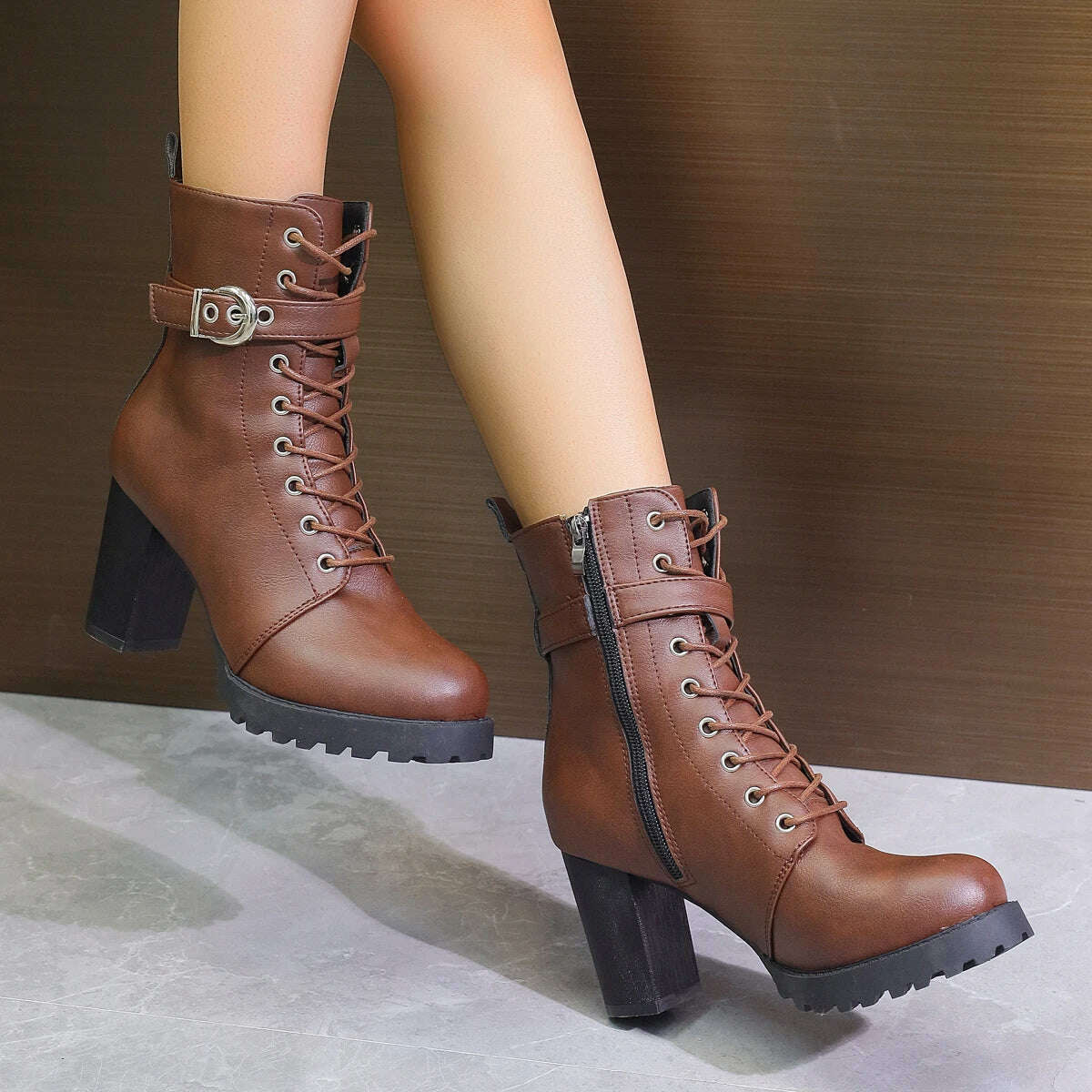 COZOK Women's Green Ankle Boots – Chunky Sole