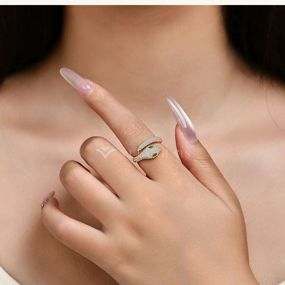 ATTAGEMS Original Snake Moissanite Rings D VVS1 Lab Diamond for Women Men S925 Sterling Silver Engagement Party Jewelry Gift New