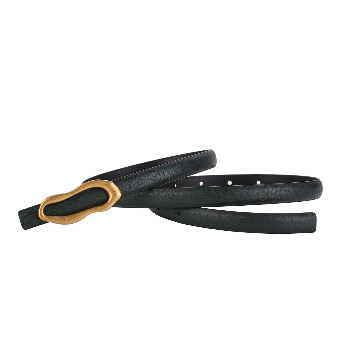 Retro Gold Designer Belt for Women with Metal Buckle