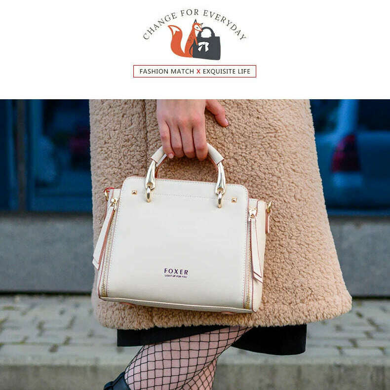 FOXER Split Leather Crossbody Bag Elegant & Spacious
