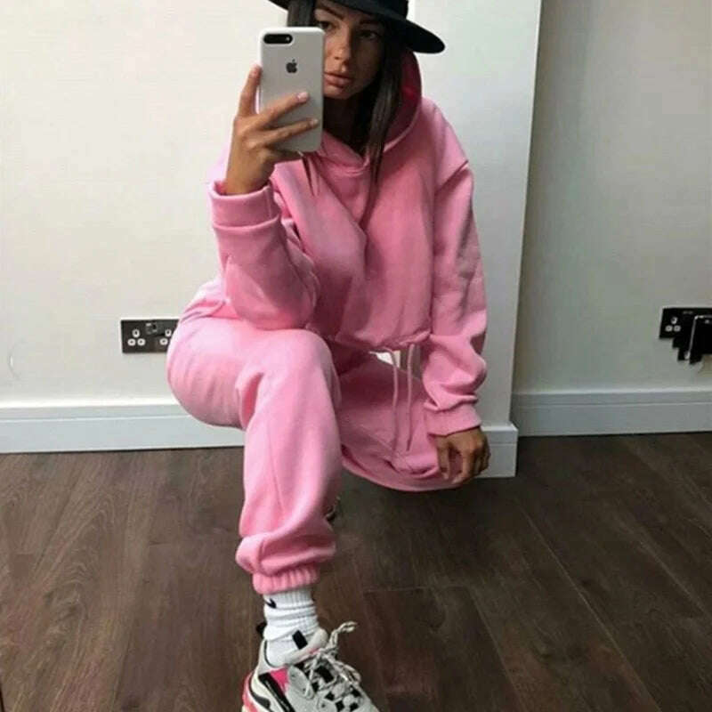 2024 Women's Casual Tracksuit, Hooded Sweatshirt & Pants Set