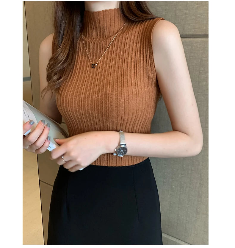 Knitted Sleeveless Tank – Slim Fit, Summer Streetwear Chic - D&M Boutique
