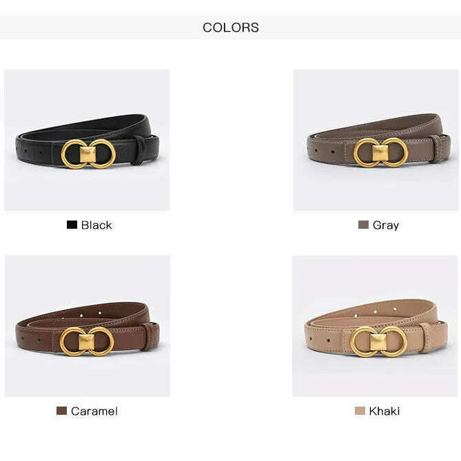 BEAUTODAY Cow Leather Belt with Symmetrical Buckle