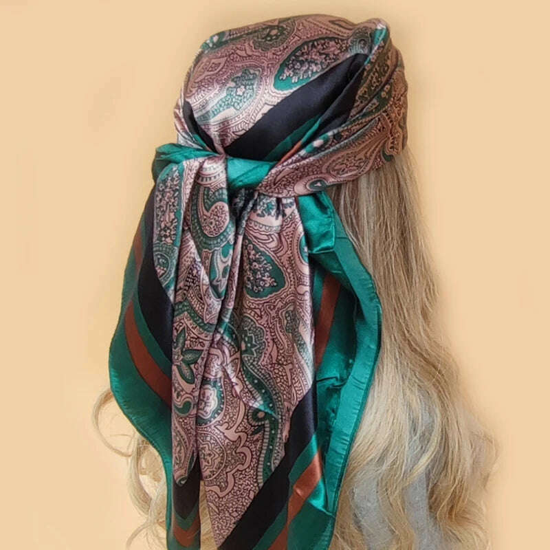 90*90CM Shawls Fashion Beach Sunscreen Silk Scarves 2023 Europe And America Kerchief Popular Print Square Bandannas