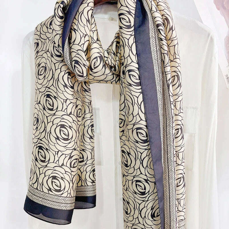 2023 Autumn Winter New Imitated Silk Scarf Women 180*90cm Outdoor Large Size Soft Silky Scarf Beach Long Luxury Scarf Lady Hijab