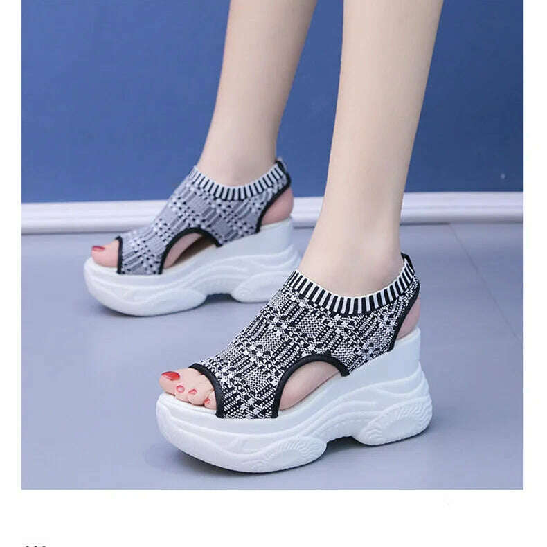 Summer Wedge Heel Sandals - Elastic Cloth & Thick Sole