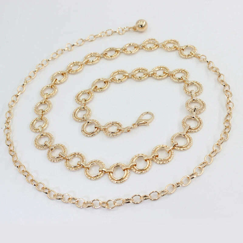 Fashion Circle Metal Waist Chain Belt – Gold & Silver