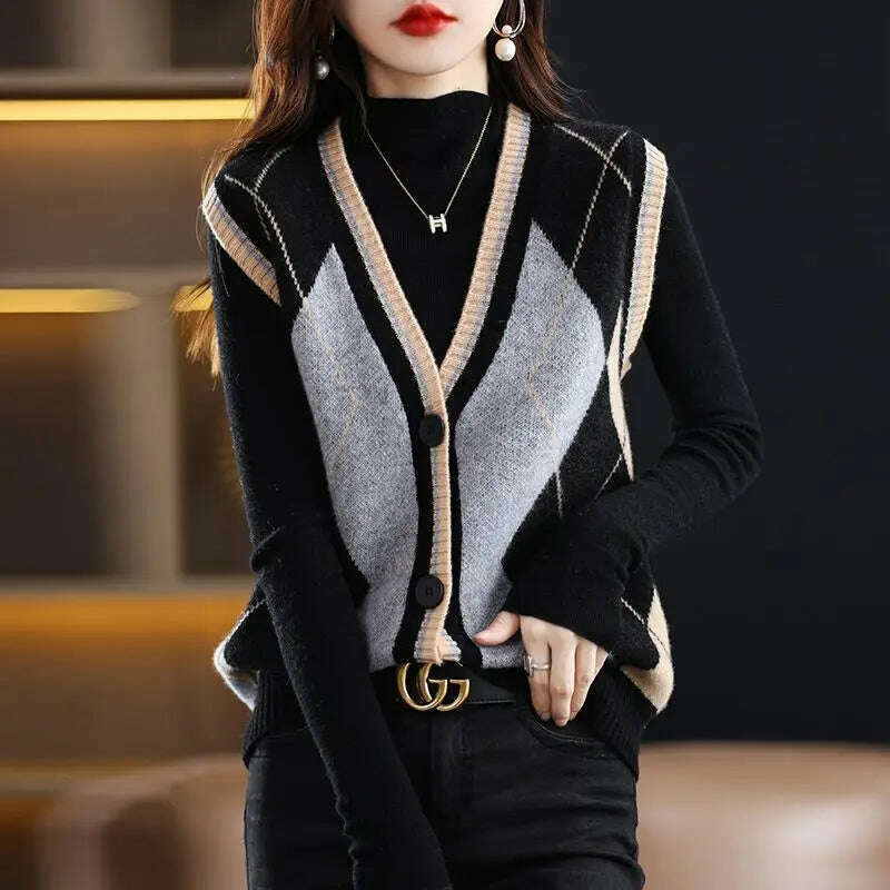2024 Women's Casual Korean Style Knitted Cardigan Vest - D&M Boutique