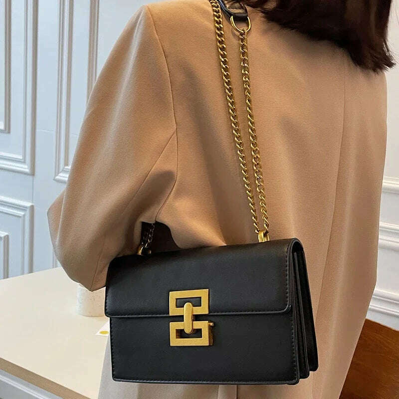 Square Chain Crossbody Bag for Women Elegant PU Handbag