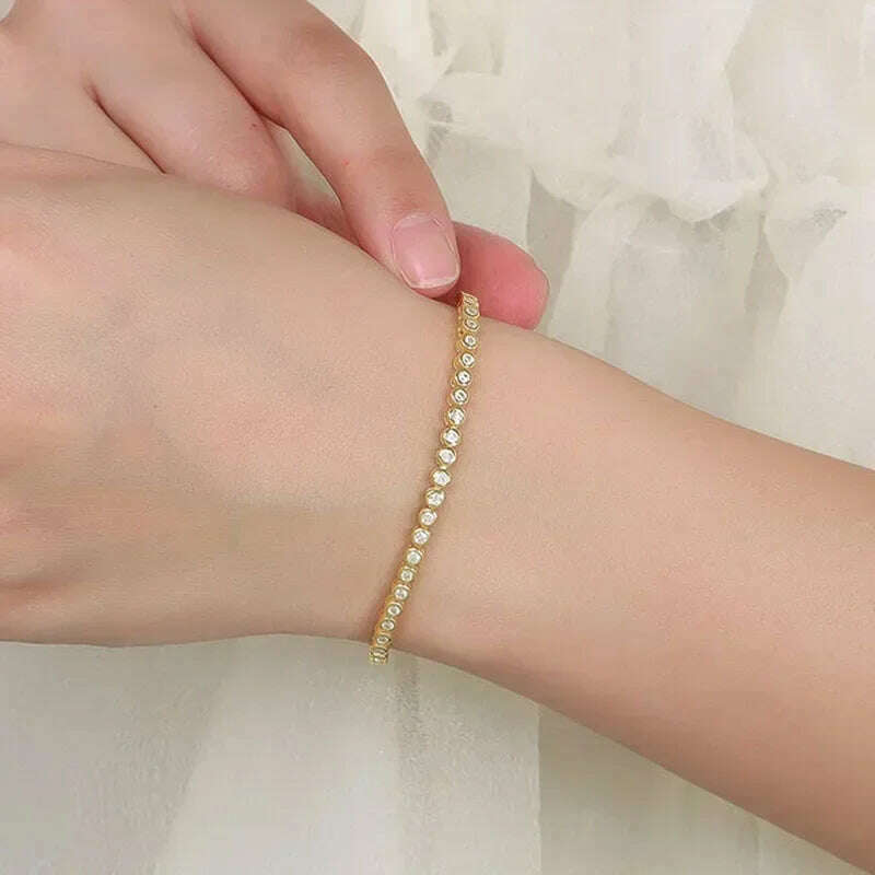 2mm Moissanite Tennis Bracelet: 925 Sterling Silver & 18k Gold