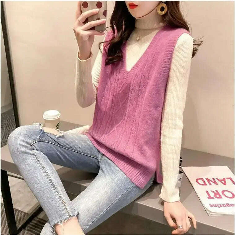2024 Women's Knitted Vest: V-Neck, Sleeveless Pullover - D&M Boutique
