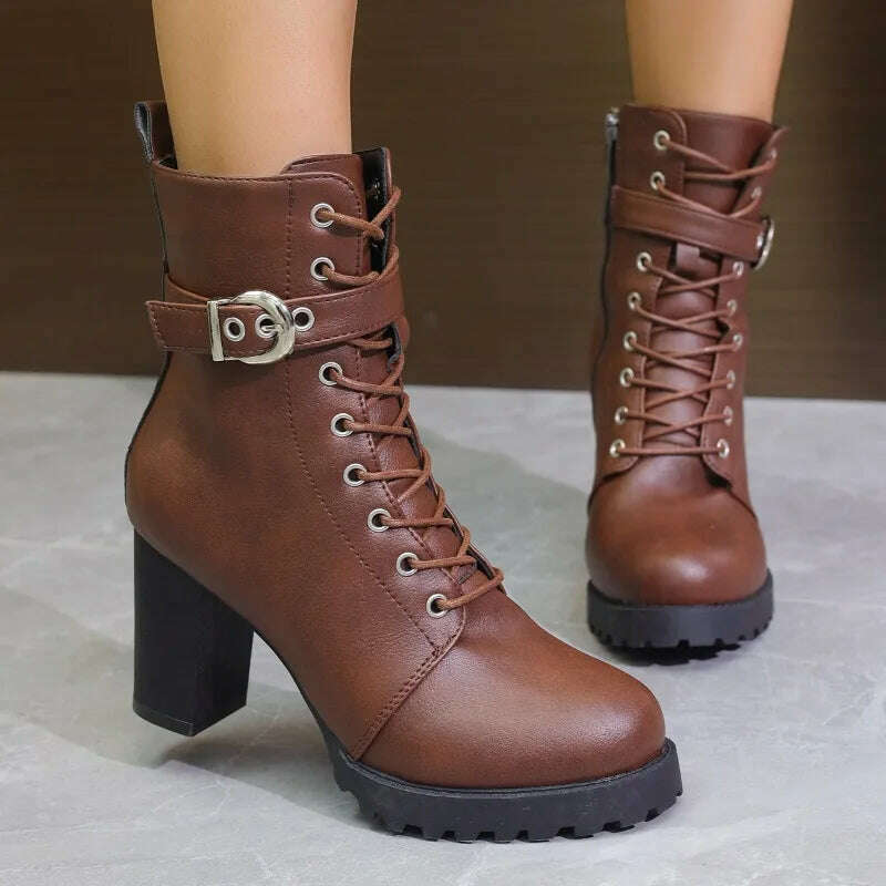 COZOK Women's Green Ankle Boots – Chunky Sole