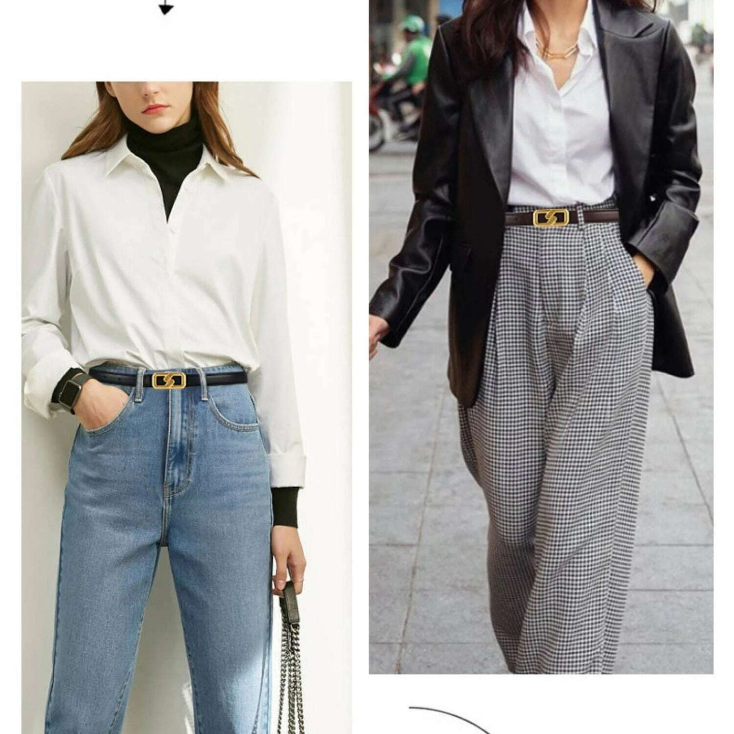 Luxury Women's Skinny Belt with Gold Buckle