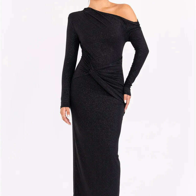 Mozision Sparkle Long Sleeve Sexy Maxi Dress for Women