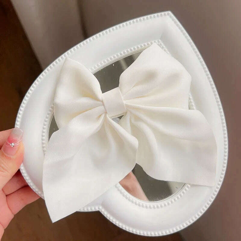 Solid Color Satin Bowknot Hair Clips
