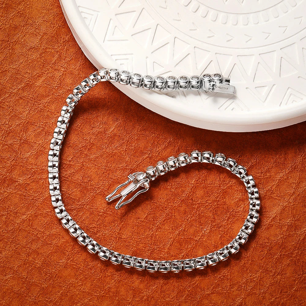2mm Moissanite Tennis Bracelet: 925 Sterling Silver & 18k Gold