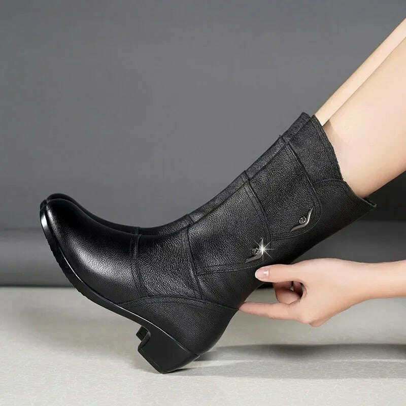 SBIP Mid-Calf Leather Boots