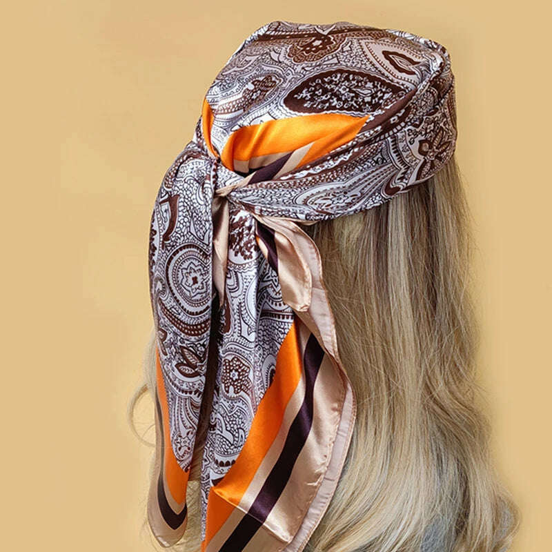 90*90CM Shawls Fashion Beach Sunscreen Silk Scarves 2023 Europe And America Kerchief Popular Print Square Bandannas