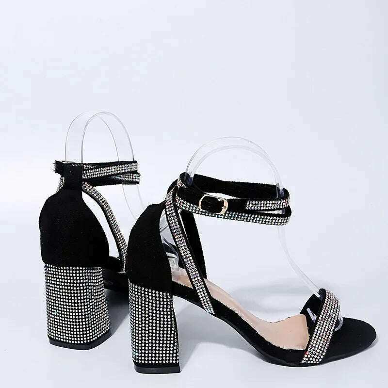 Rhinestone Transparent High Heel Sandals - Party Pumps