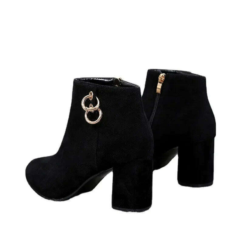 BZQBZX Retro Plush Ankle Boots