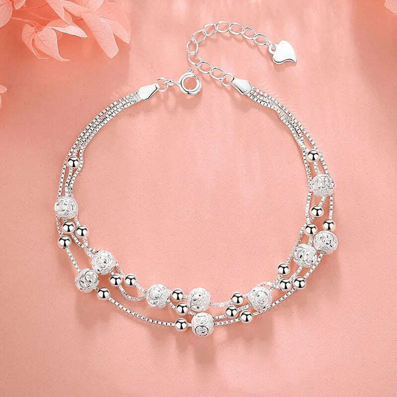 Vintage 925 Sterling Silver Pearl Bracelet for Women