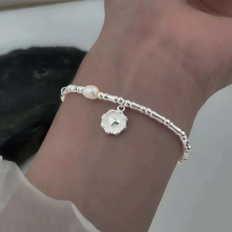 925 Sterling Silver Pearl Knots Bracelet for Women