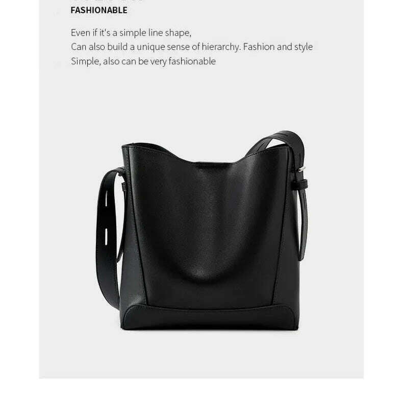 Minimalist Brown Leather Bucket Bag - Sleek and Structured