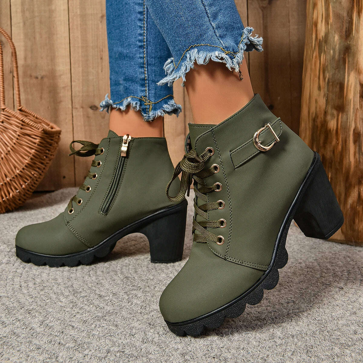 LINLING High Heel Ankle Boots