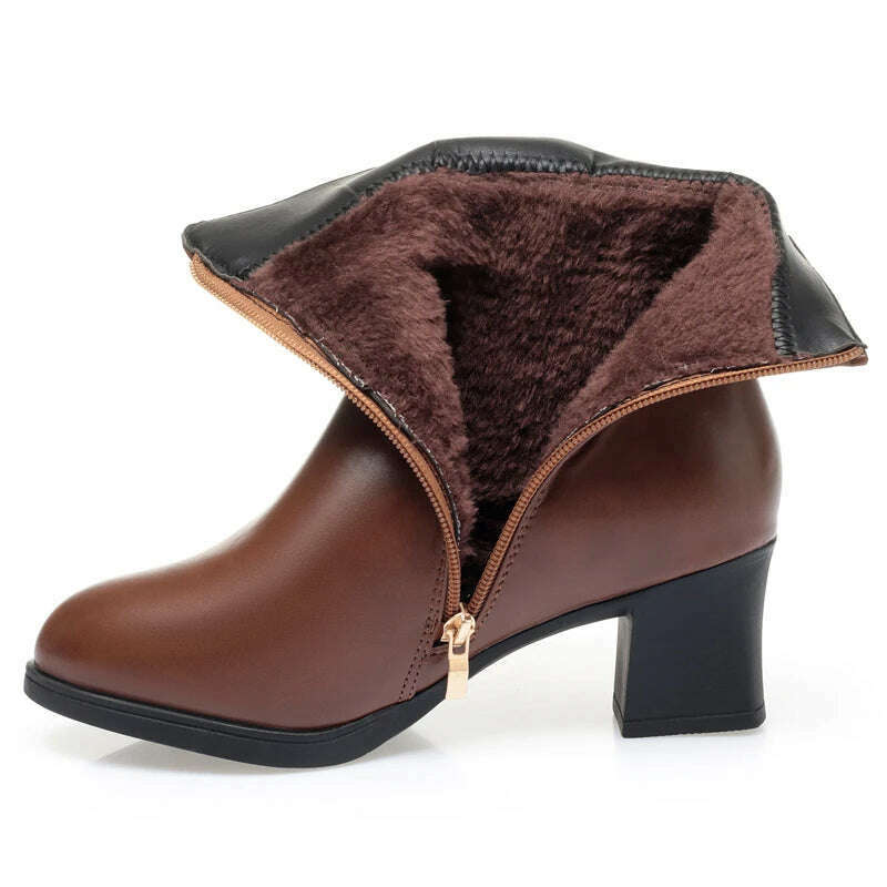 ZLMIAO SHZHANG Women’s Soft Leather Ankle Boots