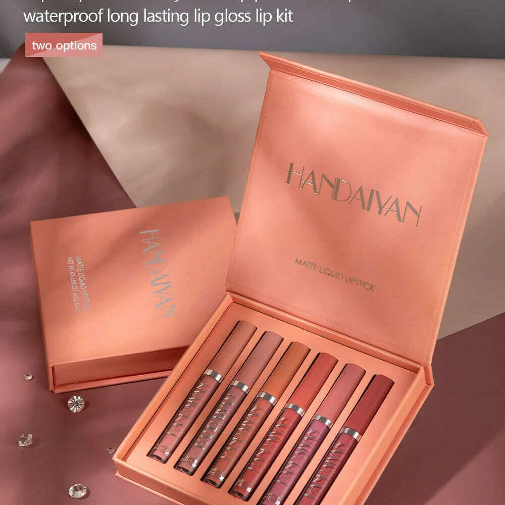 HANDAIYAN 6Pcs Velvet Matte Lip Gloss Set