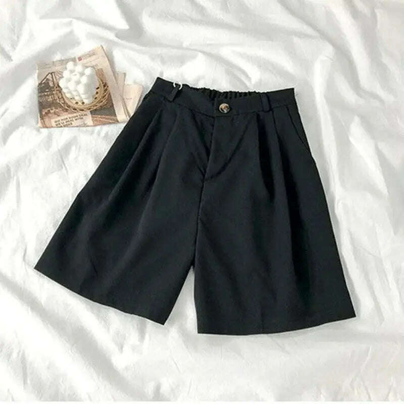 High Waist Wide Leg Shorts – Loose, Solid, Summer Office Style - D&M Boutique