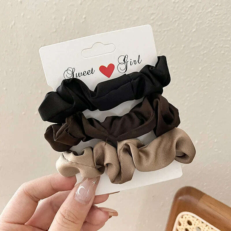 3/4/5 PCS Satin Pleated Scrunchies Elastic Hair Bands