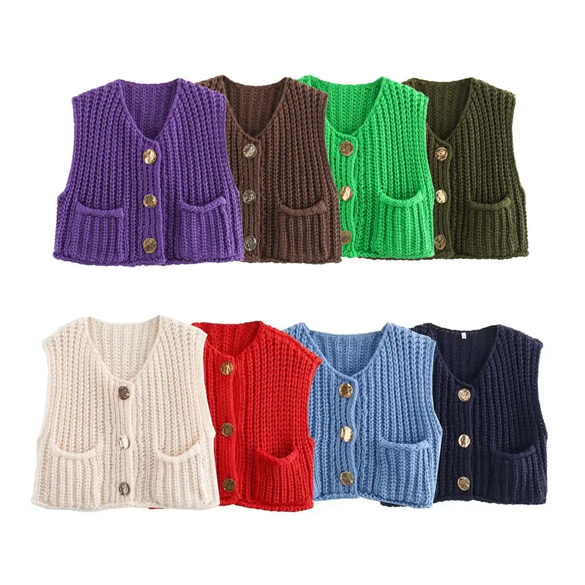 Korean Fashion Crop Sweater Vest Women Loose Cable Knit - D&M Boutique