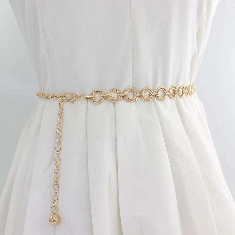 Fashion Circle Metal Waist Chain Belt – Gold & Silver