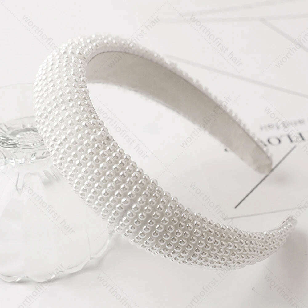 Hair Hoop with ABS Pearl Decoration for Women