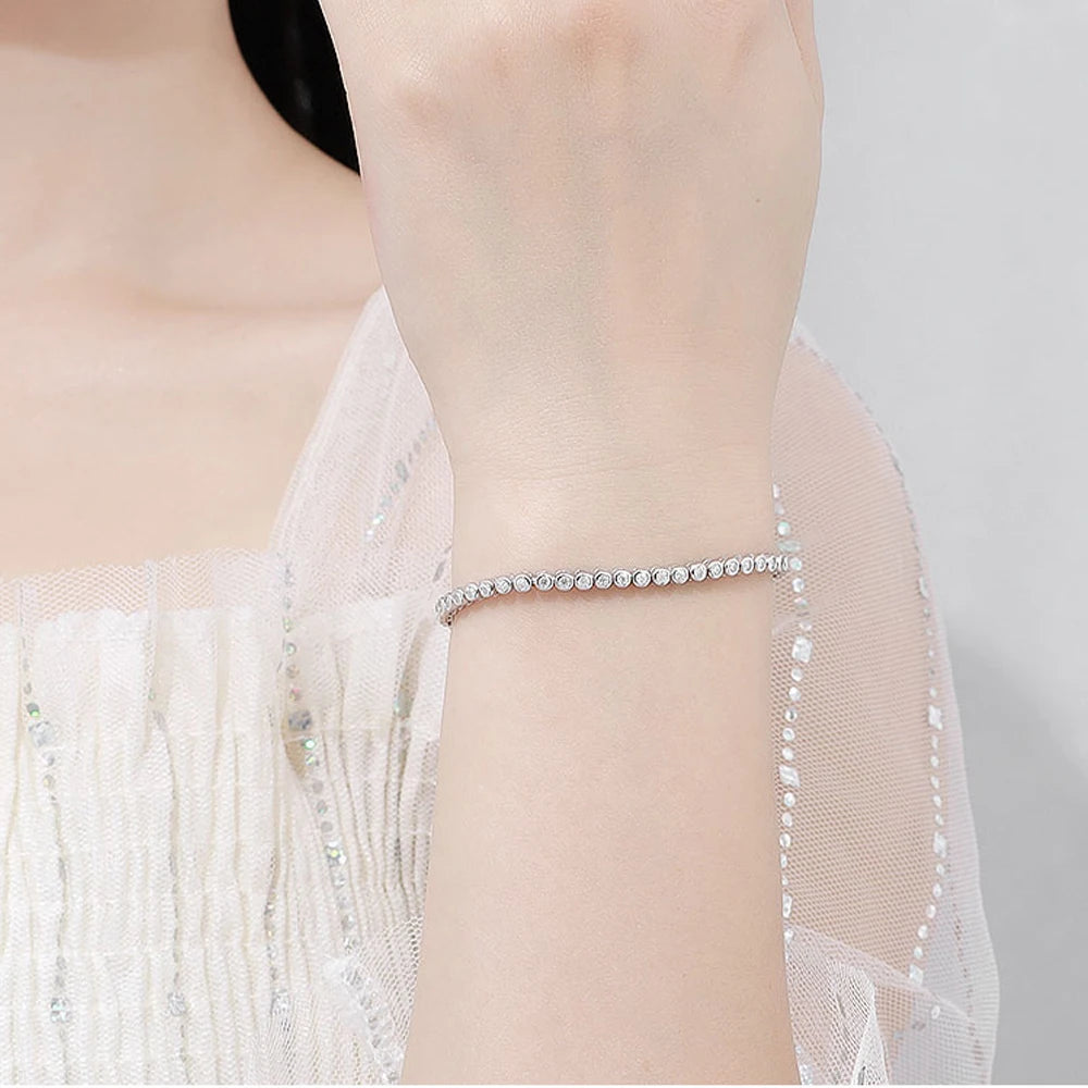 2mm Moissanite Tennis Bracelet: 925 Sterling Silver & 18k Gold