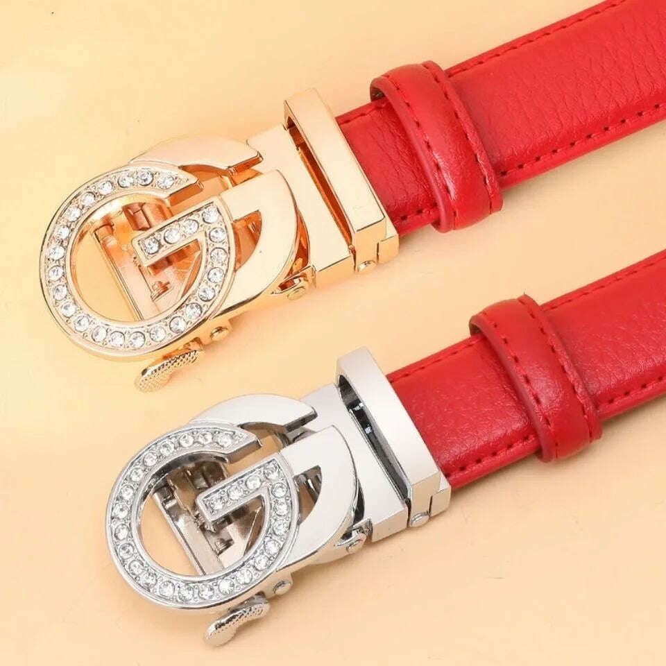2024 Thin 2.5cm Women's Leather Belt with Metal Buckle