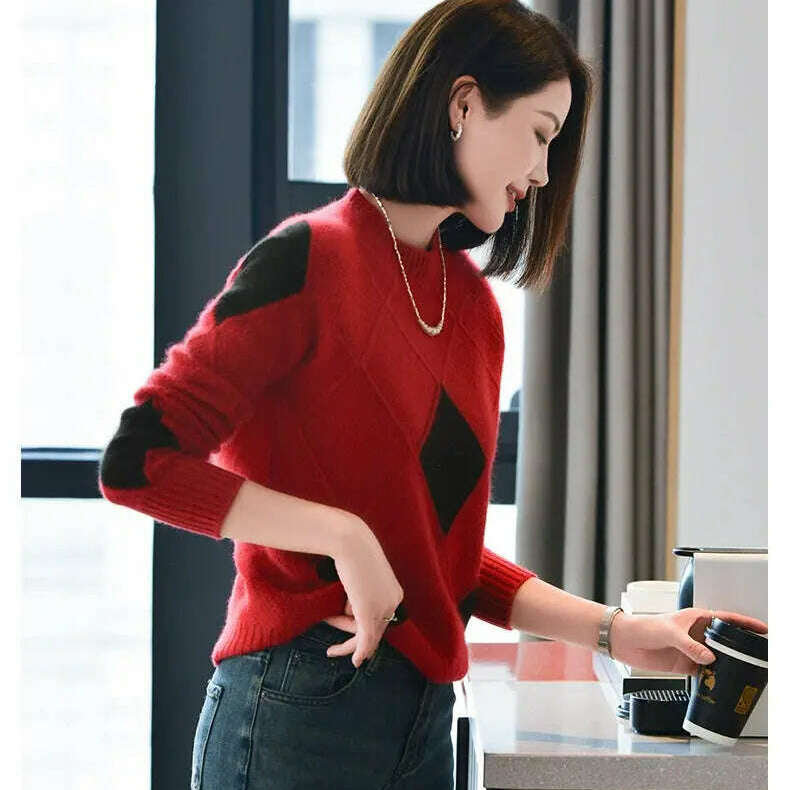 100% Wool O-Neck Sweater: Women’s Autumn/Winter Pullover - D&M Boutique