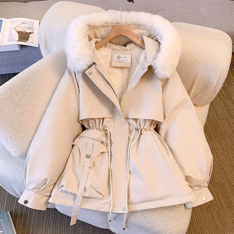 Cotton-Padded Parka – Hooded, Zipper, Drawstring Coat - D&M Boutique