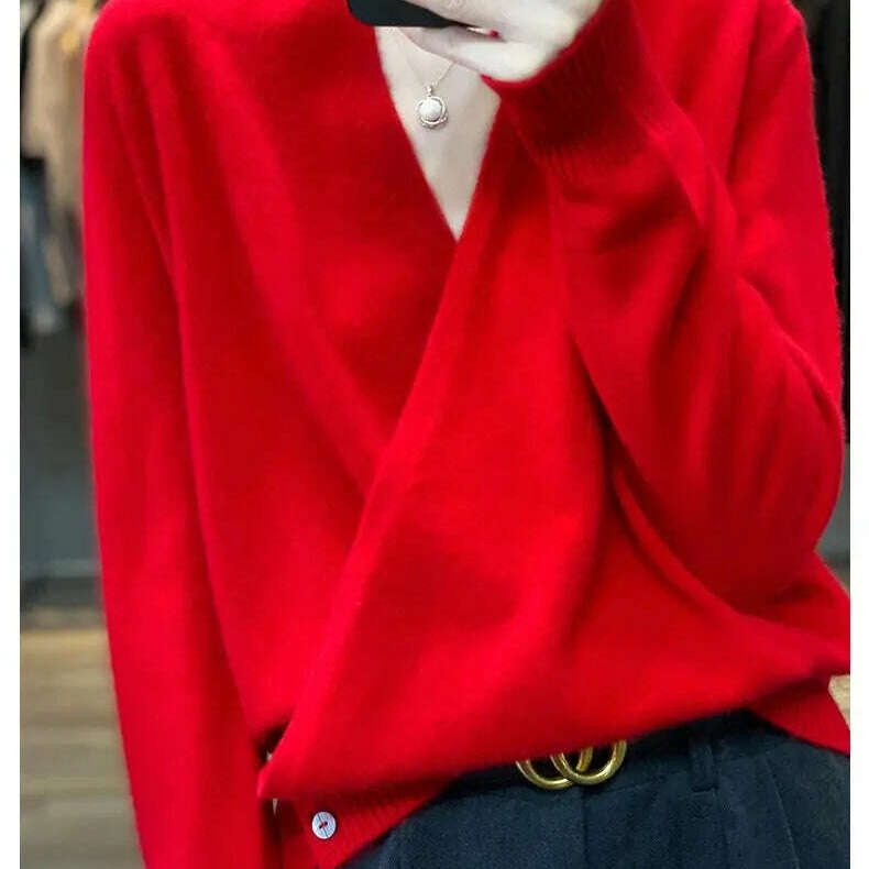 Japanese Kimono Cardigan Wool Sweater V-Neck Knitted Top - D&M Boutique
