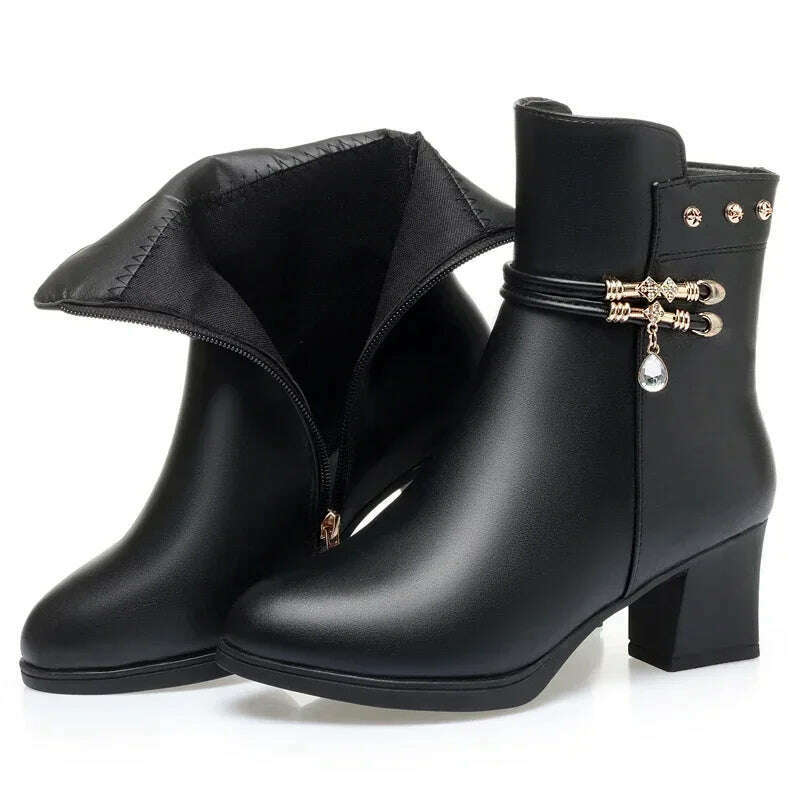 ZLMIAO SHZHANG Women’s Soft Leather Ankle Boots