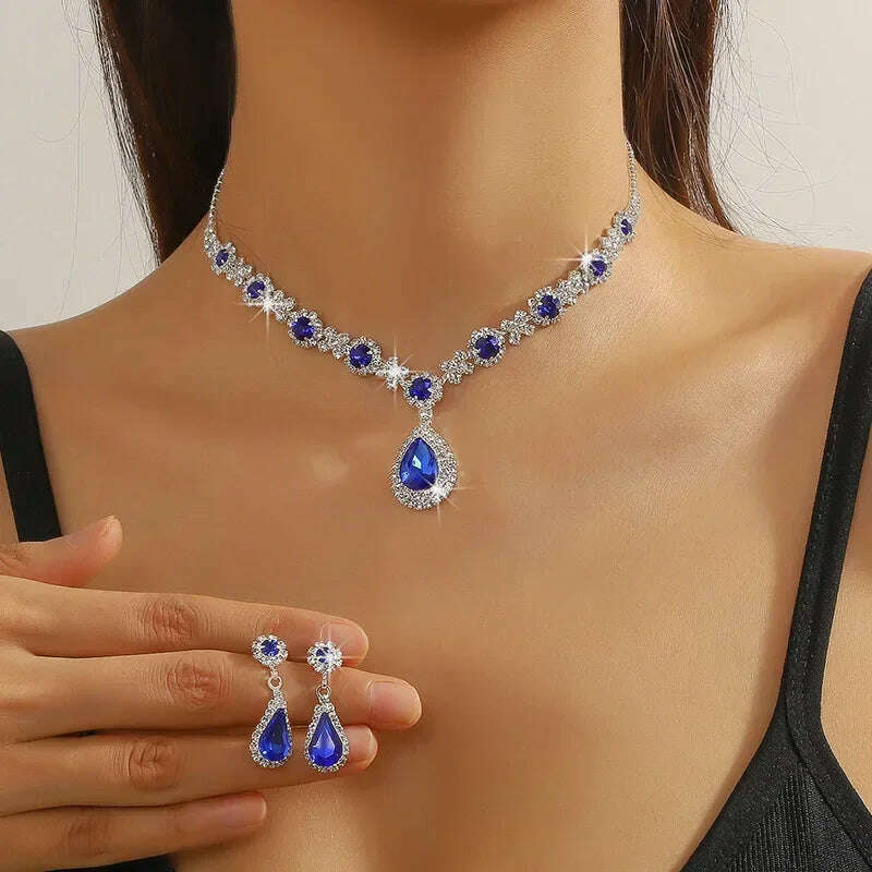 Elegant Waterdrop Rhinestone Jewelry Set