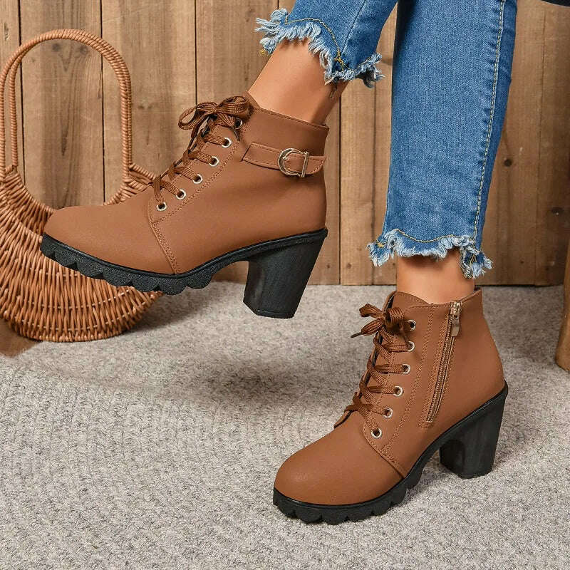 LINLING High Heel Ankle Boots