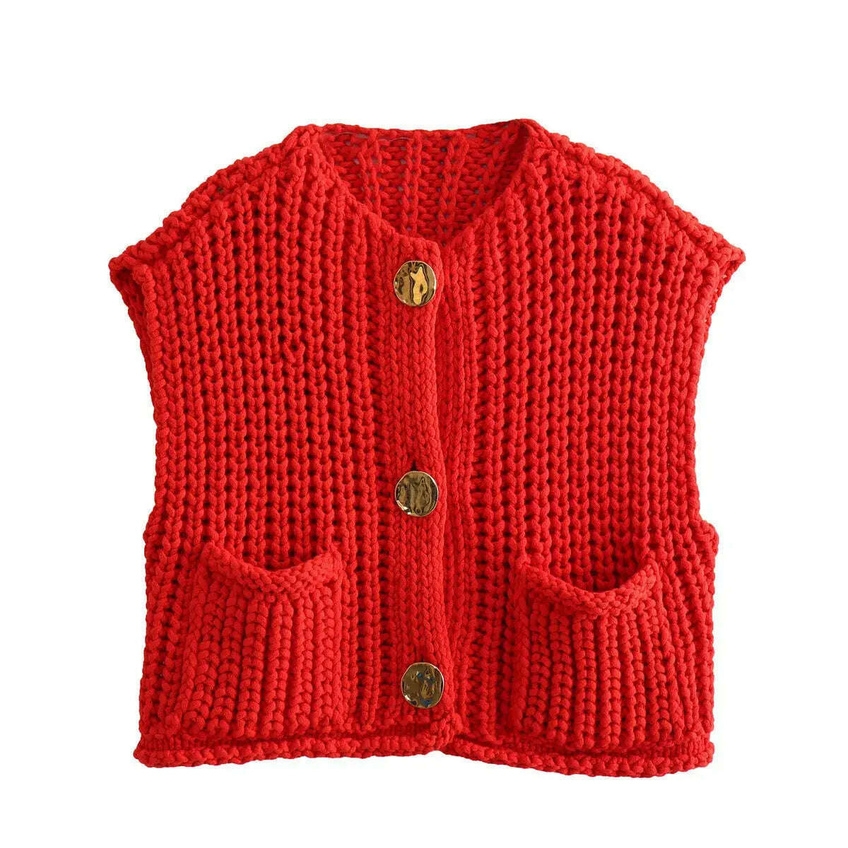 Korean Fashion Crop Sweater Vest Women Loose Cable Knit - D&M Boutique